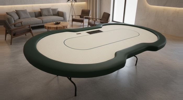 Mesa de Poker Dobrável Oval Grande com Duas Entradas de Dealer e Rack para Fichas - Bra15